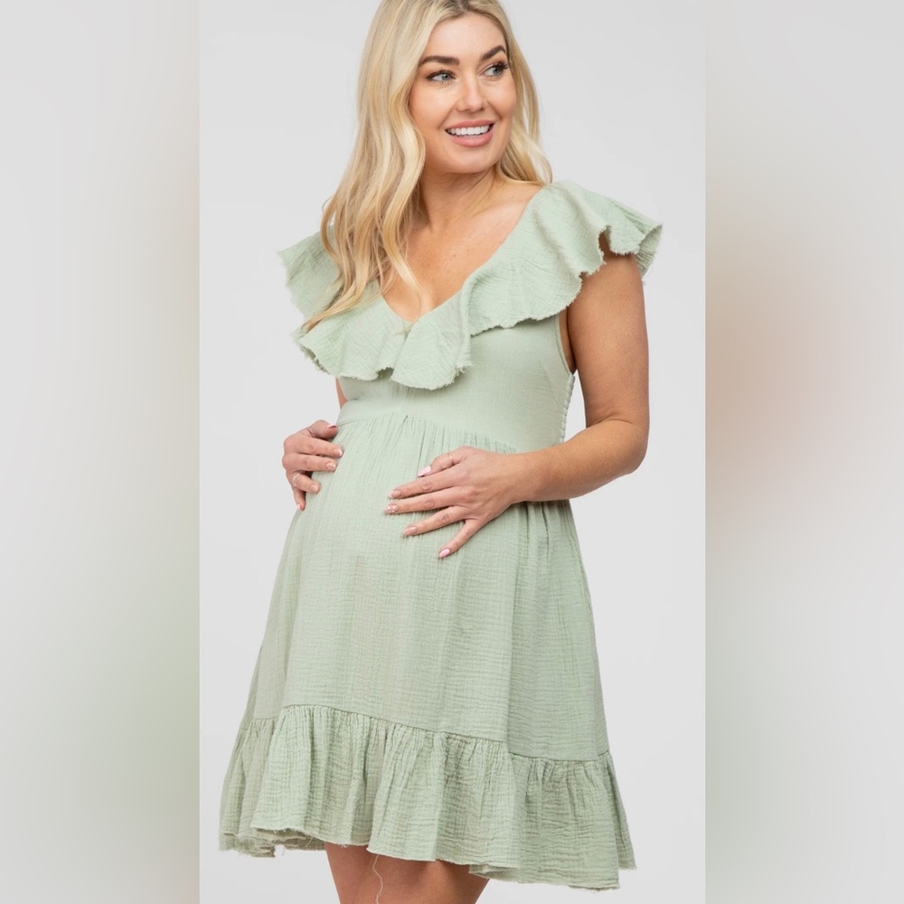 ✨ NWOT ✨ PinkBlush Maternity Ruffle Back Tie Mini Dress , Pregnancy & Postpartum